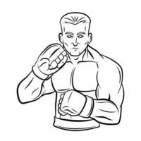 boxeador, blanco y negro, ilustración vector