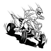 ATV Motor Rider Black and White vector