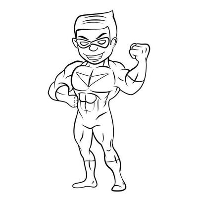 Male Superhero Black and White 15547649 Vector Art at Vecteezy