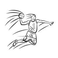 jugador de baloncesto blanco y negro vector