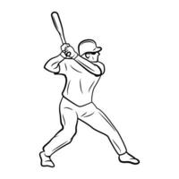 Softball Player Black and White Illustration vector
