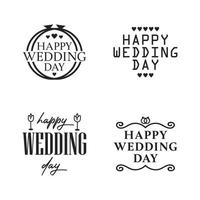 feliz día de la boda insignias y vector de colección de logotipos