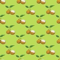 Mangosteen Fruits Seamless vector Pattern. Design for use background, textile,Fabric, Wrapping paper and others Isolated on green Background.