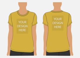 Short sleeve t shirt vector illustration mock up template for ladies. Apparel Design Cad front and back views easy edit and customizable