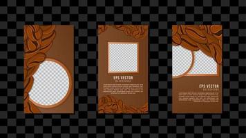 Coffee Vertical Social Media Template Design Abstract Background EPS 10 Vector used for Cafe Coffee Shop Banner