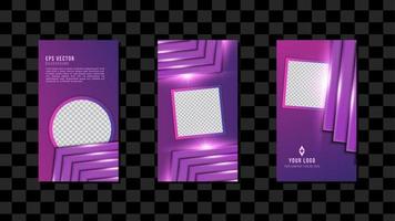 Purple Lights Effect Vertical Social Media Template Design Abstract Background EPS 10 Vector