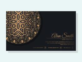 Luxury business card and vintage ornament logo vector template. Retro elegant flourishes ornamental frame design and pattern background.
