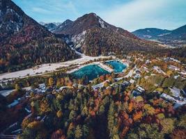 Lake Jasna by drone in Slovenia photo