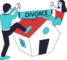 pareja divorciada comparte propiedad. vector