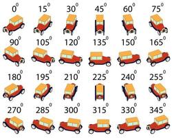 un conjunto de 24 autos retro desde diferentes ángulos. vector