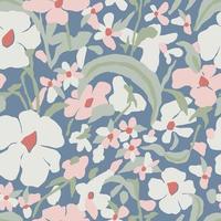 Vector hand drawing flower illustration seamless repeat pattern