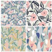 Vector Scandinavian flower illustration seamless repeat pattern