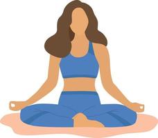 Woman meditating in lotus position yoga asana. Conceptual illustration of yoga, observation, relaxation, zen, harmony, relaxation, healthy lifestyle. vector
