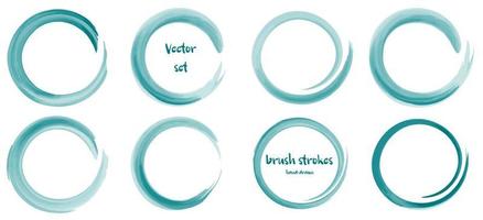 Set of vector round brush strokes in a watercolor style.