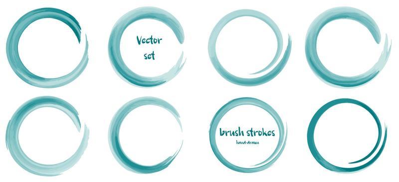 Set of vector round brush strokes in a watercolor style.