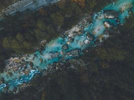 Drone views of the Soca River in Slovenia photo