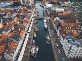 Nyhavn Harbor in Copenhagen, Denmark by Drone photo