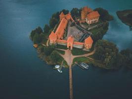 Trakai Island Castle by drone in Lithuania photo