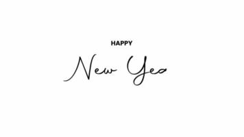 Happy New Year Animation Text on a Black and White Background. Suitable for End Year Holidays and New Year Content. video