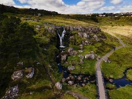 The Svartafoss Waterfall in Torshavn, Faroe Islands photo