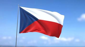 agitant le drapeau de la république tchèque sur fond de ciel bleu video