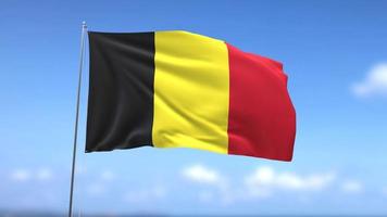 Waving flag of Belgium on blue sky background video