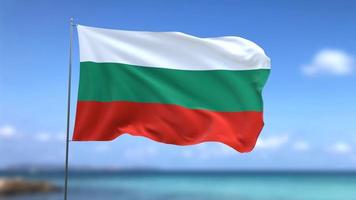Waving flag of Bulgaria on blue sky background video