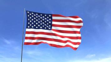 Waving flag of USA on blue sky background video