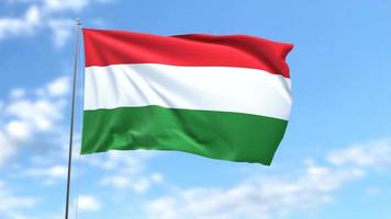 Waving flag of Hungary on blue sky background video