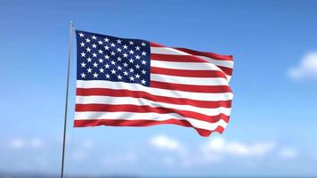 Waving flag of USA on blue sky background video