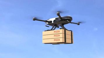 The drone is delivering pizza, Food delivery concept video