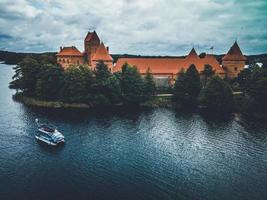 Trakai Island Castle by drone in Lithuania photo