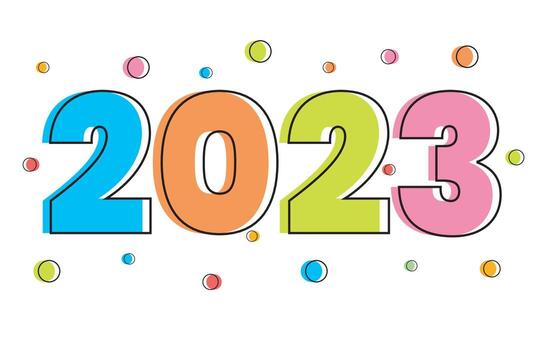 Calendar header 2023 number with colorful pastel and dots vector
