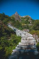 Views from hiking Djevelporten in Svolvaer in Norway photo