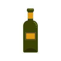 Glass bottle for wine. Vector illustration in flat style. Isolated object on a white background
