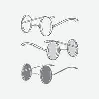 ilustración dibujada a mano de gafas con tres estilos de línea, forma y combinación vector