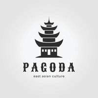 Ilustración de vector de diseño de icono de logotipo de pagoda minimalista, herencia china