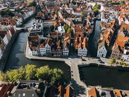 Drone view of the town of Bruges, Belgium photo