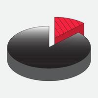 icono de gráfico circular enfoque control rojo y gráfico de resto negro. icono plano de análisis de datos, signo de marketing de desarrollo seo. ilustración de contorno de dibujos animados plano de vector