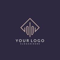 OO initial monogram logo with rectangle style design vector