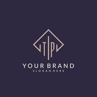 TP initial monogram logo with rectangle style design vector