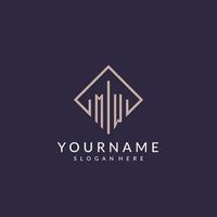 MW initial monogram logo with rectangle style design vector