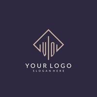 VO initial monogram logo with rectangle style design vector