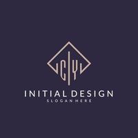 CY initial monogram logo with rectangle style design vector