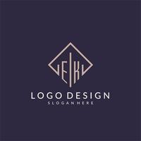 EK initial monogram logo with rectangle style design vector