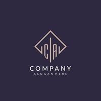 CA initial monogram logo with rectangle style design vector