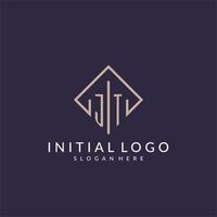 JT initial monogram logo with rectangle style design vector