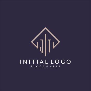 JT initial monogram logo with rectangle style design vector