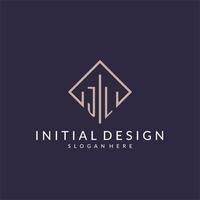 JL initial monogram logo with rectangle style design vector