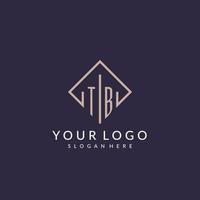 TB initial monogram logo with rectangle style design vector